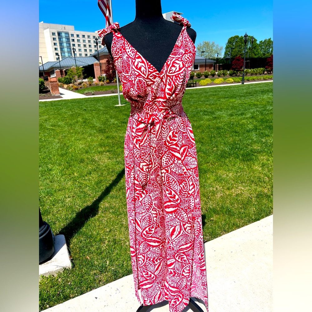 Summer Wide Leg Split Flowy Jumpsuit pit to pit 18in to 21in ONE SIZE fits S/M/L